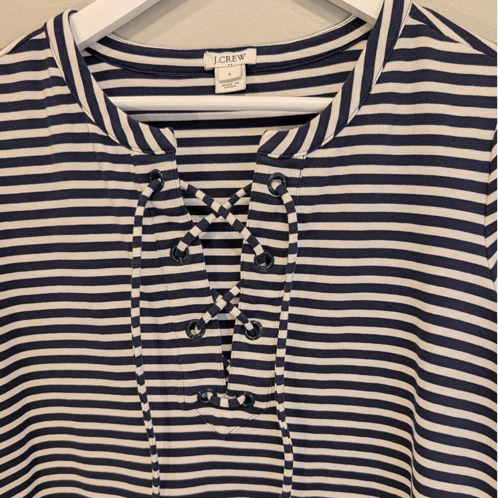 J. Crew Shift Dress NavyWhite Stripes Nautical Coastal Preppy Vacation - Size S - Picture 5 of 8